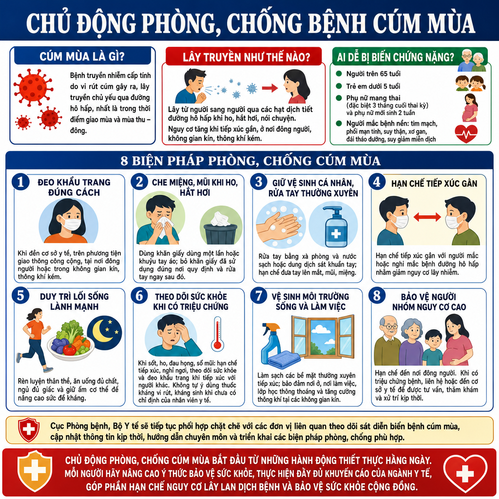 Chủ động phòng, chống bệnh cúm mùa